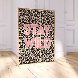 stay Wild Print, Leopard Safari Wall Art, Kids Bedroom Decor, Nursery Playroom Poster, Girl's Room 1032 - thumbnail 3