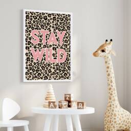 stay Wild Print, Leopard Safari Wall Art, Kids Bedroom Decor, Nursery Playroom Poster, Girl's Room 1032 - thumbnail 2