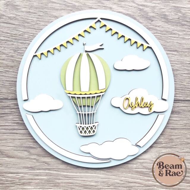 Personalised Hot Air Balloon Name Sign Wall Art Decor Nursery Gift - image 1