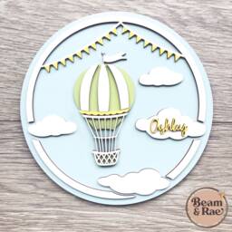 Personalised Hot Air Balloon Name Sign Wall Art Decor Nursery Gift