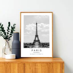 Paris Eiffel Tower Print Black & White France Wall Art - thumbnail 3