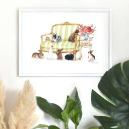 Bunny Rabbit Art Print Vintage Furniture Illustration, A3 Size - thumbnail 3