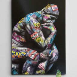 Thinker Graffiti Statue Canvas Art Wall Print Picture Banksy Style Framed Home Decor -D25 - thumbnail 2