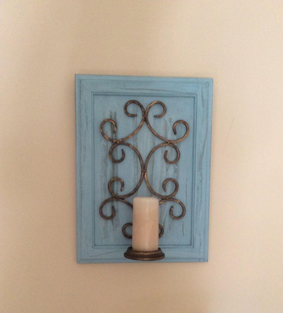 Iron Candleholder On Old Cabinet Door Wall Hanging/Candle Holder Is An/Wall Hanging/ Old Door/ Cabinet /Iron - image 1
