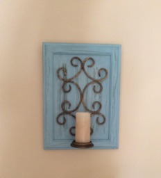 Iron Candleholder On Old Cabinet Door Wall Hanging/Candle Holder Is An/Wall Hanging/ Old Door/ Cabinet /Iron