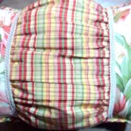 Waverly Tulip Fabric Pillows, Burgundy Plaid Silk, Set Of 3 - thumbnail 2
