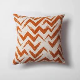 Chevron Jacquard Pillow Cover Blue Orange Zigzag, 18x18 - thumbnail 3