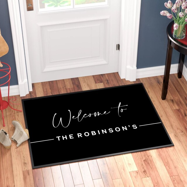 Personalised Welcome To Door Mat, Family Name Doormat Mat For Man Cave Or Home Entrance, House Warming, New