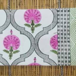 Floral Print Bedspread Handmade Indian Cotton King Size Bed Cover - thumbnail 4