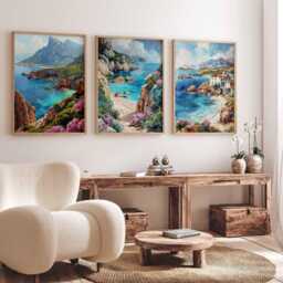 Set Of 3 Sardinia Italy Travel Poster, Art Print, Wall Art, Mediterranean Decor, Gift - thumbnail 2