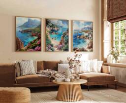 Set Of 3 Sardinia Italy Travel Poster, Art Print, Wall Art, Mediterranean Decor, Gift - thumbnail 1