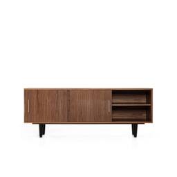 "Scandinavian Sideboard With Sliding Doors & Drawers, Walnut, 3 Drawers ""Mint" - thumbnail 3