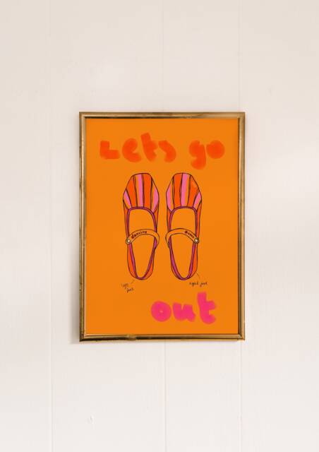 Let's Go Out Art Print Costa Rica Collection, Yellow Shoe Illustration - image 1