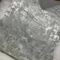 Handmade Silver Textured Cushion Cover - Luxury Designer Fabric - thumbnail 3