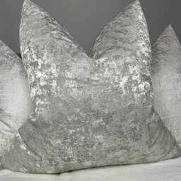 Handmade Silver Textured Cushion Cover - Luxury Designer Fabric - thumbnail 1