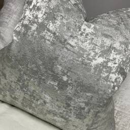 Handmade Silver Textured Cushion Cover - Luxury Designer Fabric - thumbnail 4