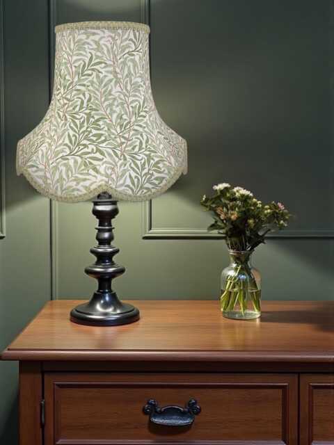 William Morris Sage Willow Bough Scalloped Lampshade Green Braid, Handmade in Great Britain - image 1