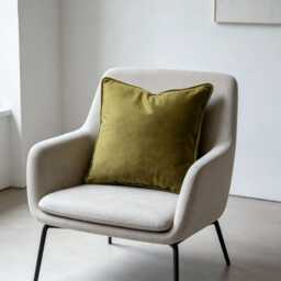 Luxury Super Soft Velvet Cushion, Olive Green in 3 Sizes - Square Or Rectangular, Feather Filling Option Covers Only With Optional Piping - thumbnail 3