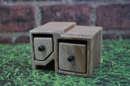 Unique Keepsake Box - Sculpted Ash & Oak W/Ebony-stained Poplar Pulls Wood Decoration Jewelry Ring Earrings Presentation Love