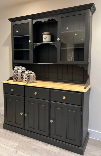 Dresser in Blackjack With Glass Doors & Wood Top - image 1