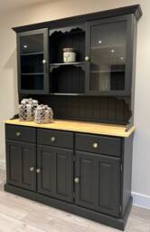 Dresser in Blackjack With Glass Doors & Wood Top