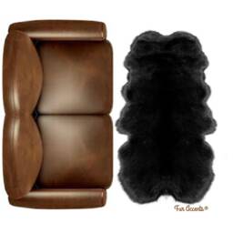 Faux Fur Sheepskin Rug - Black Pelt Rug, Country Edge - thumbnail 1