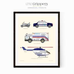 Police Nursery Print, Car Decor, Station Art, Rescue Mission Poster, Children's Wall Toddlers Bedroom Decor - thumbnail 2