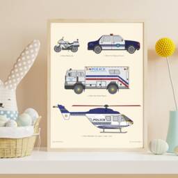 Police Nursery Print, Car Decor, Station Art, Rescue Mission Poster, Children's Wall Toddlers Bedroom Decor - thumbnail 3