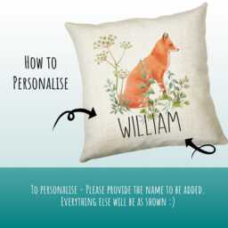 Personalised Fox Cushion Gift Printed Name Design - Throw Pillow For Him/Her Sitting Room Bedroom Birthday Christmas Cs474 - thumbnail 3