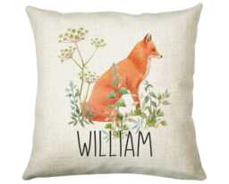 Personalised Fox Cushion Gift Printed Name Design - Throw Pillow For Him/Her Sitting Room Bedroom Birthday Christmas Cs474 - thumbnail 1