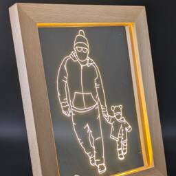 Personalized Portrait Led Lamp - Engraved Wooden Photo Frame, Anniversary Gift - thumbnail 3