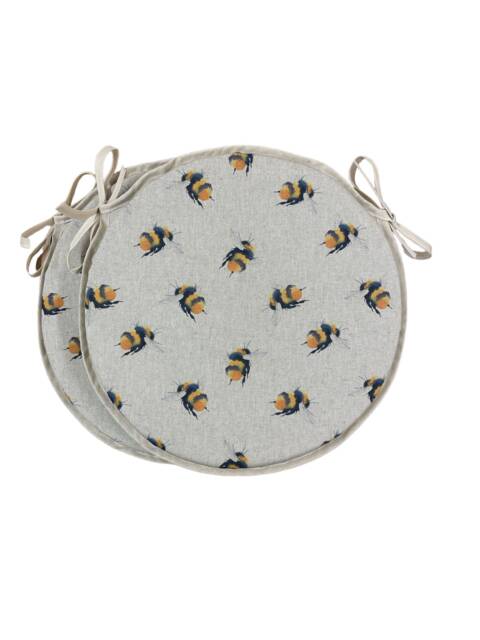 "Set Of 2 Bumble Bee Bistro/Round Seat Pads For Garden/Patio/Bar 12"" 14"" 16" - image 1
