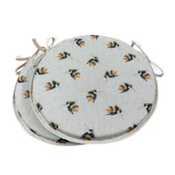 "Set Of 2 Bumble Bee Bistro/Round Seat Pads For Garden/Patio/Bar 12"" 14"" 16" - thumbnail 2