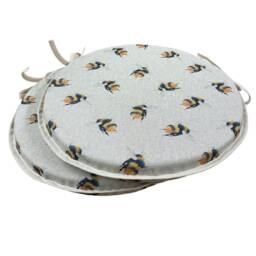 "Set Of 2 Bumble Bee Bistro/Round Seat Pads For Garden/Patio/Bar 12"" 14"" 16" - thumbnail 3