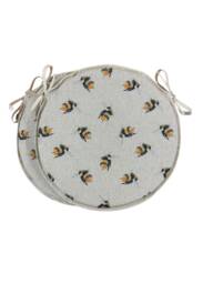 "Set Of 2 Bumble Bee Bistro/Round Seat Pads For Garden/Patio/Bar 12"" 14"" 16" - thumbnail 1