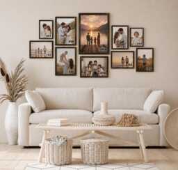 Rustic Mdf Picture Frame Set - Collage Gallery Wall Display Photo Poster Frames Art Home Decor- Decor Wedding Gifts - 10 Pieces - thumbnail 1