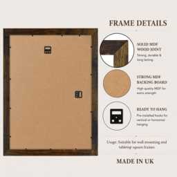 Rustic Mdf Picture Frame Set - Collage Gallery Wall Display Photo Poster Frames Art Home Decor- Decor Wedding Gifts - 10 Pieces - thumbnail 3