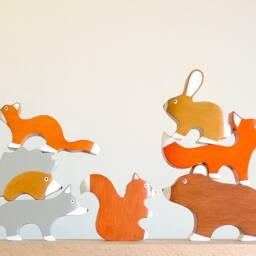 Wooden Forest Animal Toys Set Montessori Gift - thumbnail 2