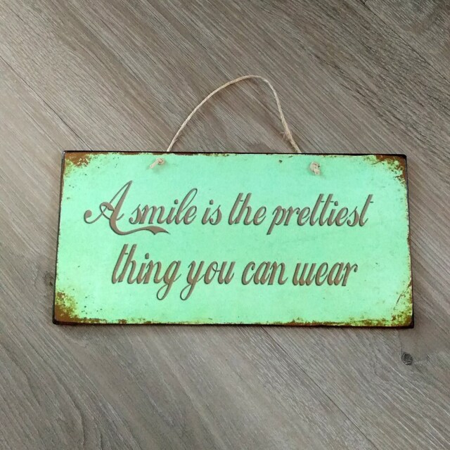 Inspirational Smile Quote Wood Sign Vintage Style Wall Decor - image 1