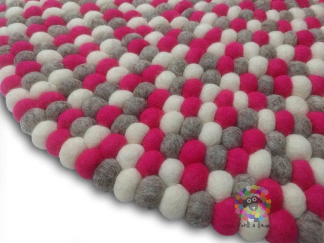 Handmade Wool Felt Ball Rug Nursery Decor, Pebble Carpet - image 1