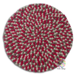 Handmade Wool Felt Ball Rug Nursery Decor, Pebble Carpet - thumbnail 2