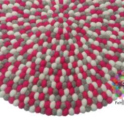 Handmade Wool Felt Ball Rug Nursery Decor, Pebble Carpet - thumbnail 3