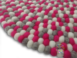 Handmade Wool Felt Ball Rug Nursery Decor, Pebble Carpet - thumbnail 1
