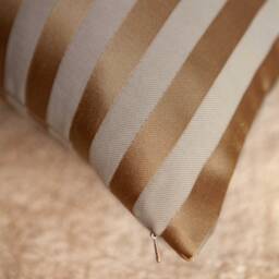 Gold Tan & Beige Pillow, Throw Pillow Cover, Decorative Cushion Striped Satin Blend Trendy Pillowcase - thumbnail 3