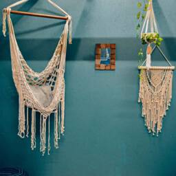 Macrame Net Hammock Swing Chair, Handwoven Tassel Chair - thumbnail 2