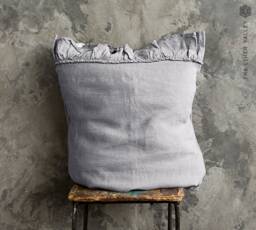 Charcoal Grey Linen Pillow Sham With Ruffles -Grey Pillow-standard, Queen, King Sizes - Natural Flax Softened