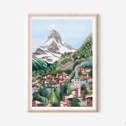Switzerland Art Print, Summer Zermatt, Travel Poster, Travel Print - thumbnail 2