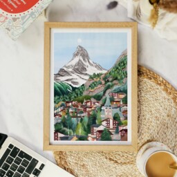 Switzerland Art Print, Summer Zermatt, Travel Poster, Travel Print - thumbnail 3