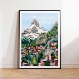 Switzerland Art Print, Summer Zermatt, Travel Poster, Travel Print - thumbnail 1