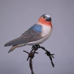 Cliff Swallow Hand Carved Wooden Songbird - thumbnail 2